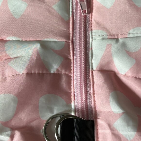 Dog Coat Jacket No-Pull Harness Pink Bow Design Zip Closure D-Rings Size M - Picture 3 of 8